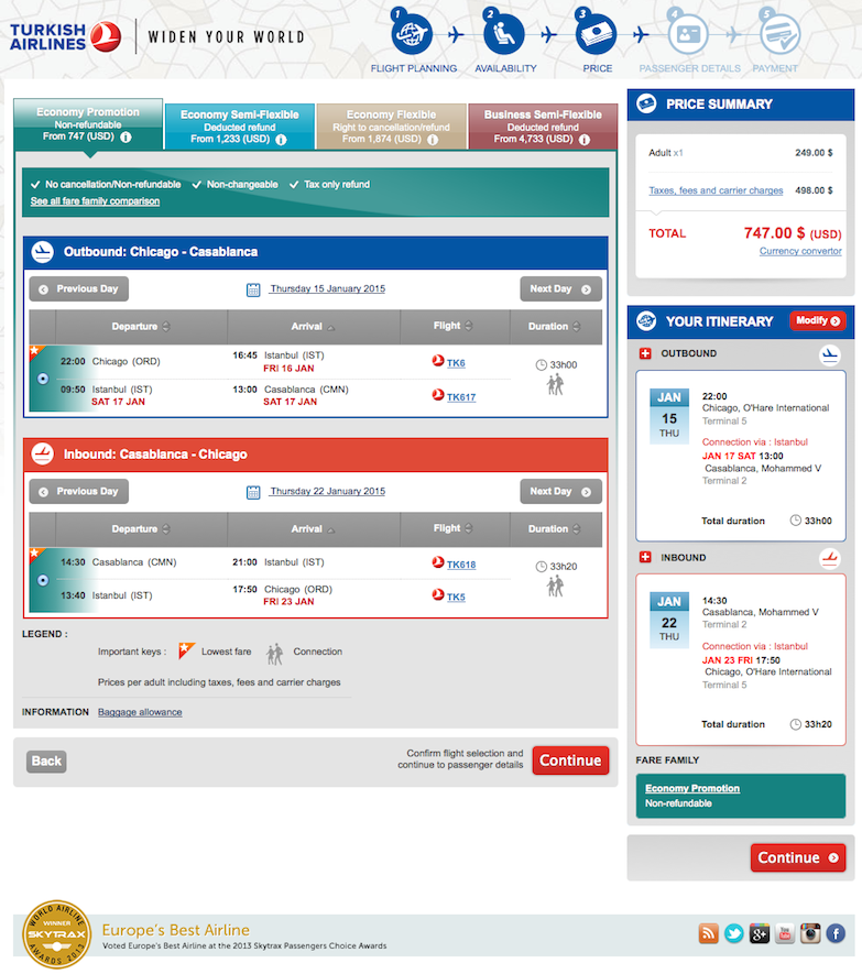 Chicago to Casablanca $747 round-trip, winter travel