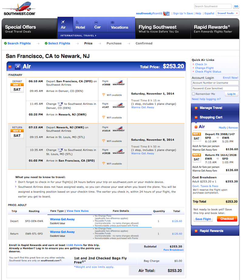 round trip flights newark to san francisco