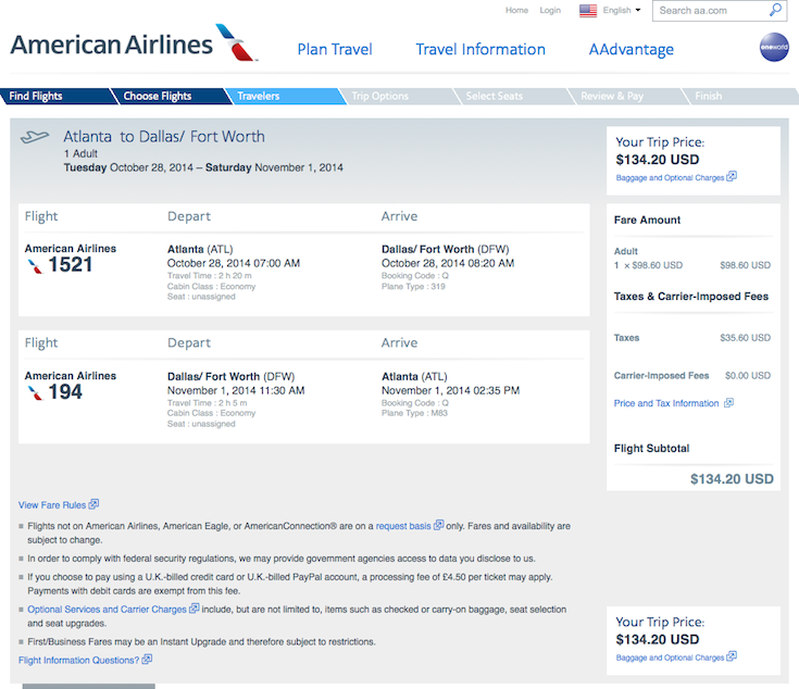 Atlanta to Dallas $135 round-trip, nonstop