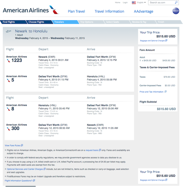 Newark to Honolulu $516 round-trip, incl. taxes