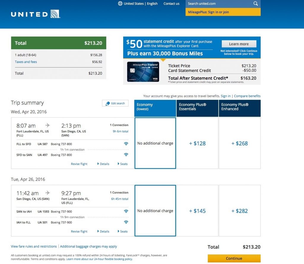 Fort Lauderdale to San Diego, $214 Round-Trip on United