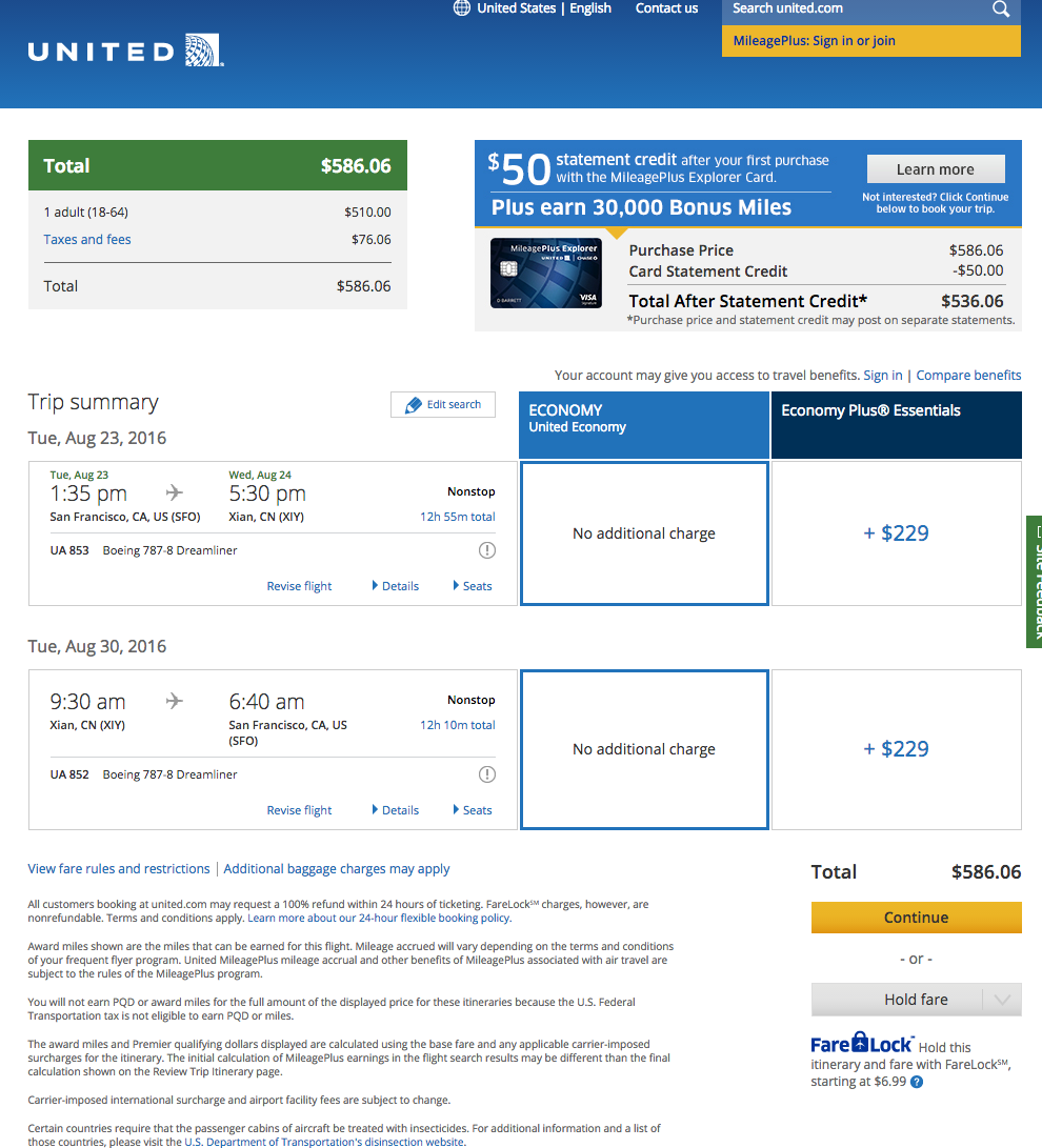 San Francisco to Xi'an $587 Round-Trip, Nonstop, on United