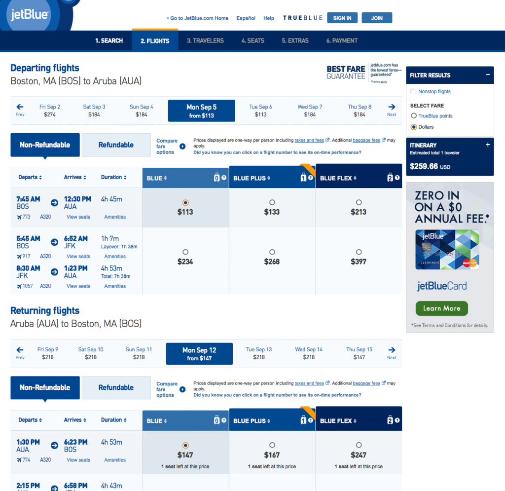 Boston to Oranjestad, Aruba for 260 RoundTrip, Nonstop, on JetBlue