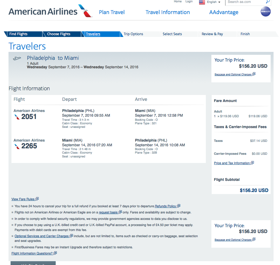 Philadelphia to Miami $157 Round-Trip, Nonstop, on American