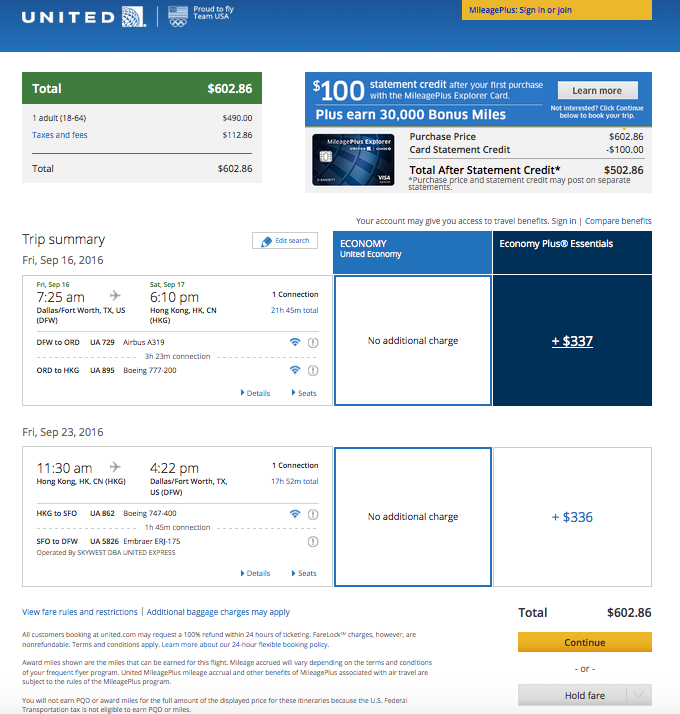 Dallas to Hong Kong $603 Round-Trip on United