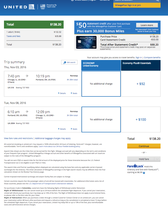 Chicago to Portland $139 Round-Trip, Nonstop, on United