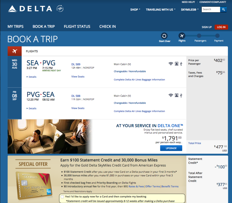 Seattle to Shanghai $478 Round-Trip, Nonstop, on Delta