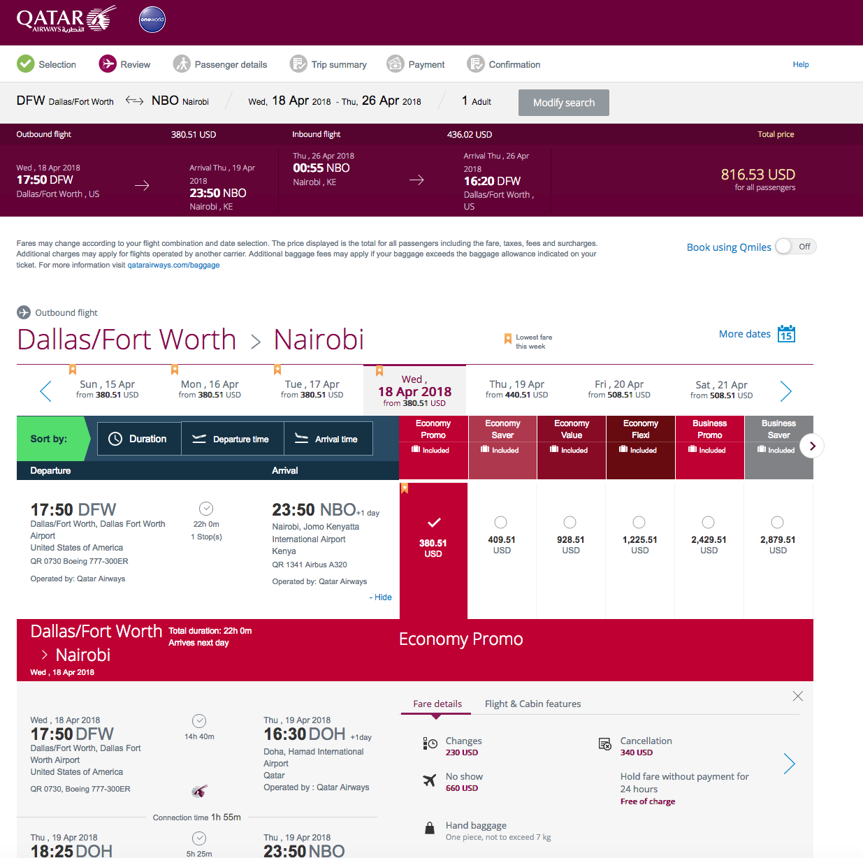 Dallas to Nairobi $817 Round-Trip on Qatar Airways