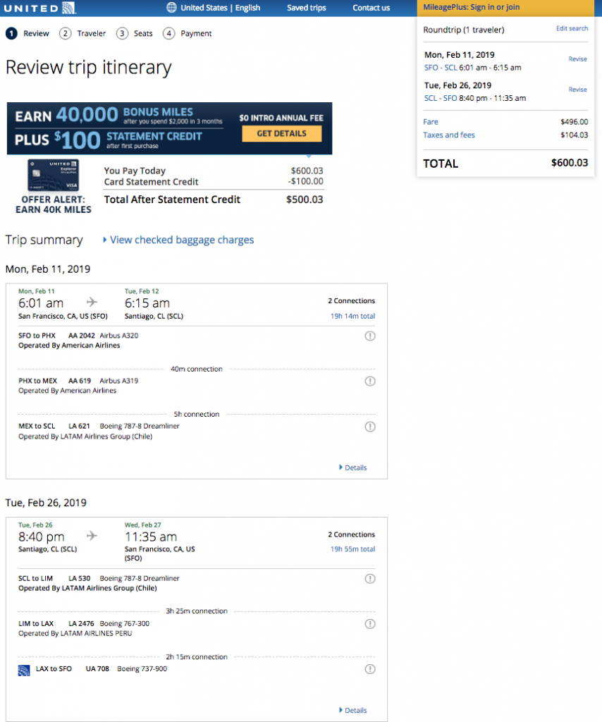 San Francisco - Santiago, Chile $601 Roundtrip