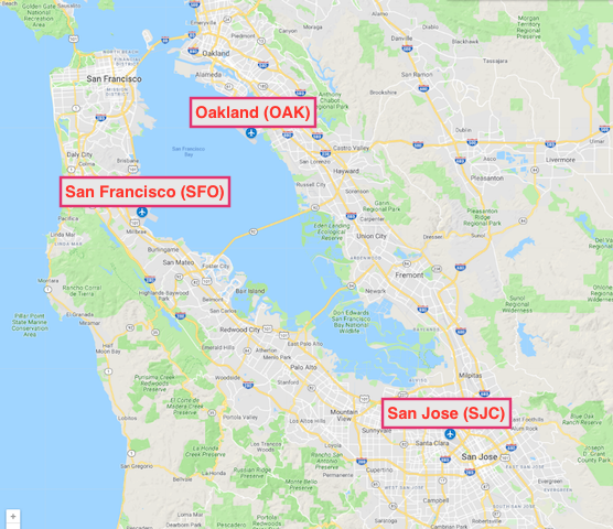 San Francisco Area Airports Map